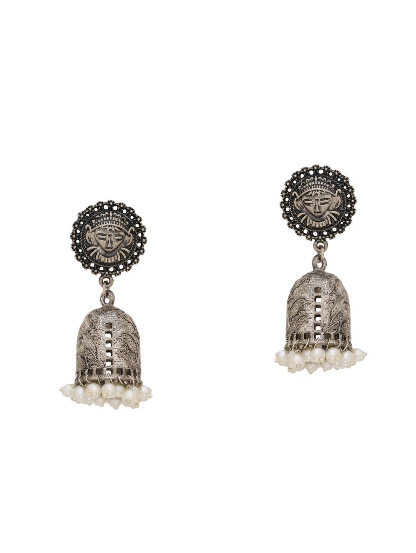 silver brass jhumka earring - 16700054 - Zoom Image - 0