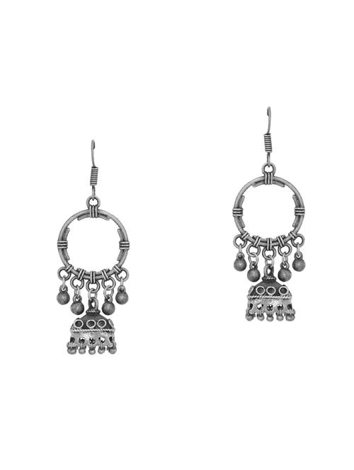 silver brass jhumka earring - 16700065 -  Standard Image - 0