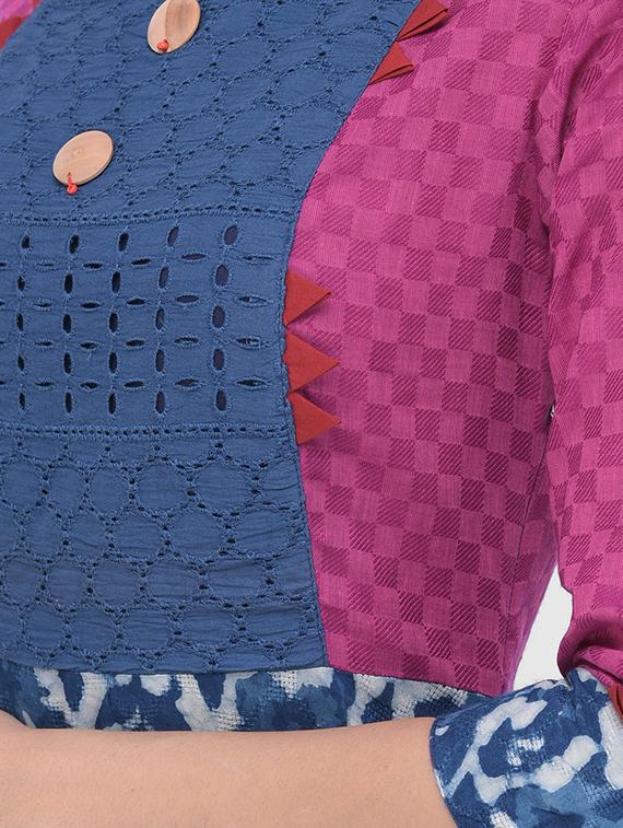 indigo a-line kurta - 16700093 - Standard Image - 3