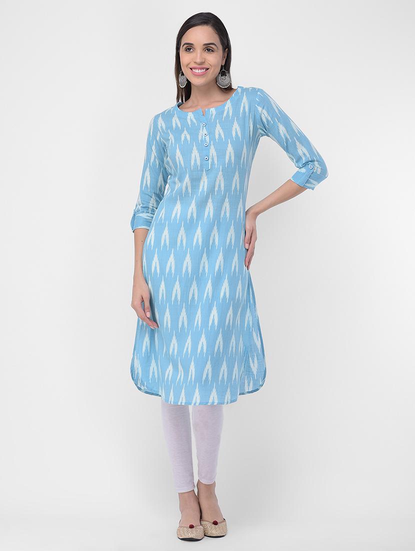 ikat straight kurta - 16700097 - Zoom Image - 0