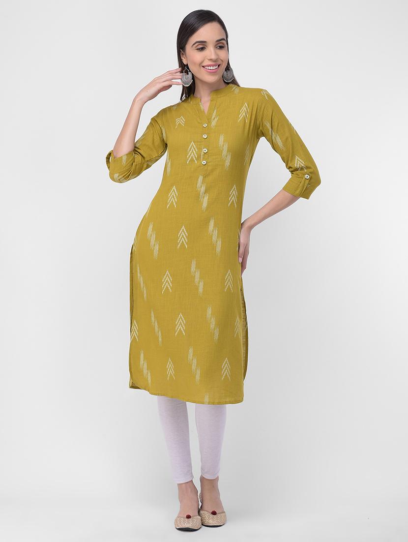 mehandi straight kurta - 16700099 - Zoom Image - 0