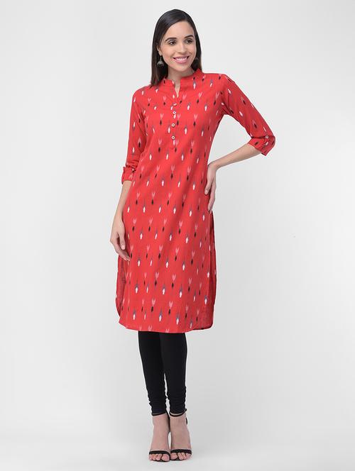 ikat straight kurta - 16700101 - Standard Image - 0