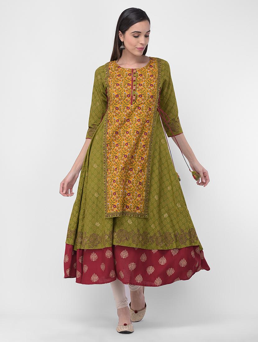 printed layered kurta - 16700104 - Zoom Image - 0