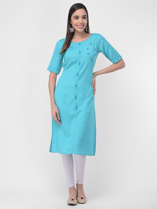 embroidered straight kurta - 16700106 - Standard Image - 0