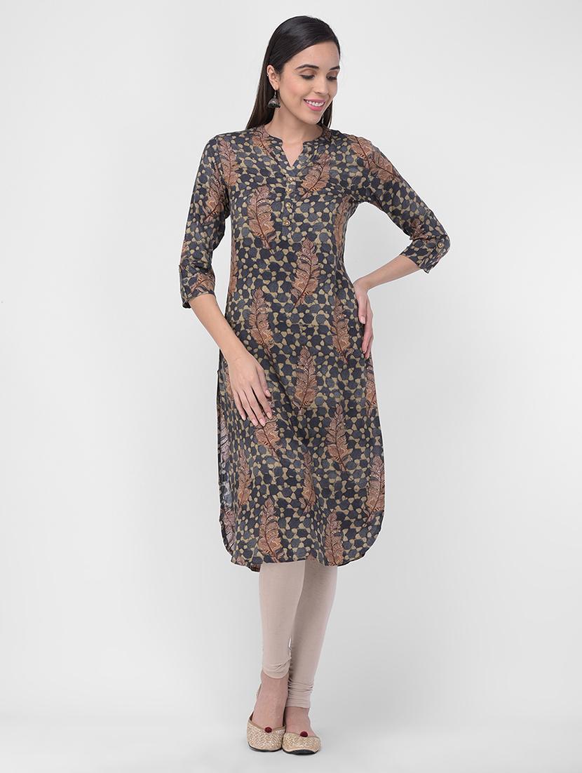 printed straight kurta - 16700109 -  Zoom Image - 0