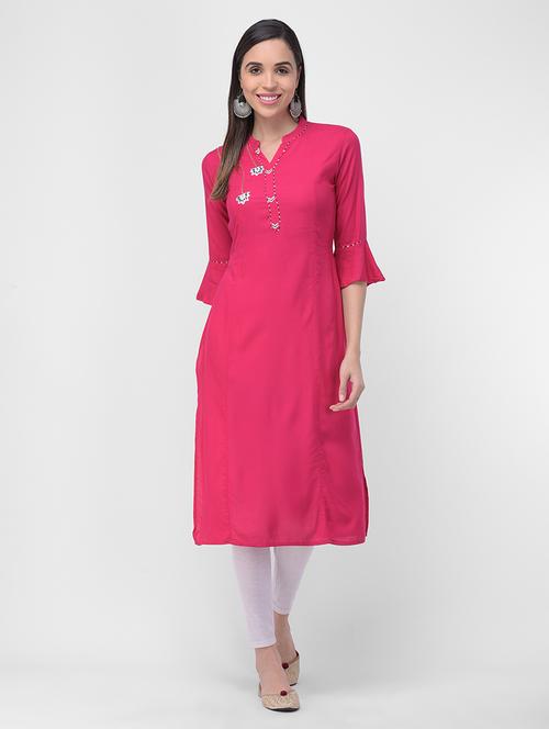 solid straight kurta - 16700111 - Standard Image - 0