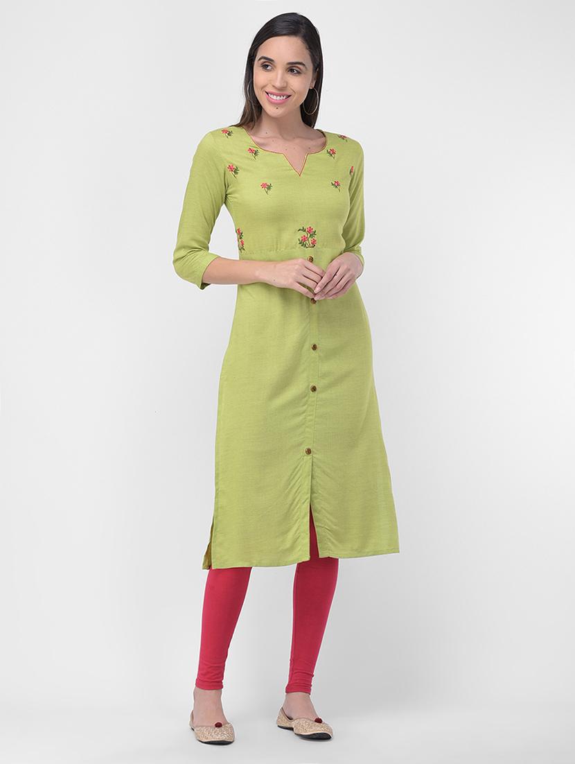 embroidered straight kurta - 16700132 - Zoom Image - 0