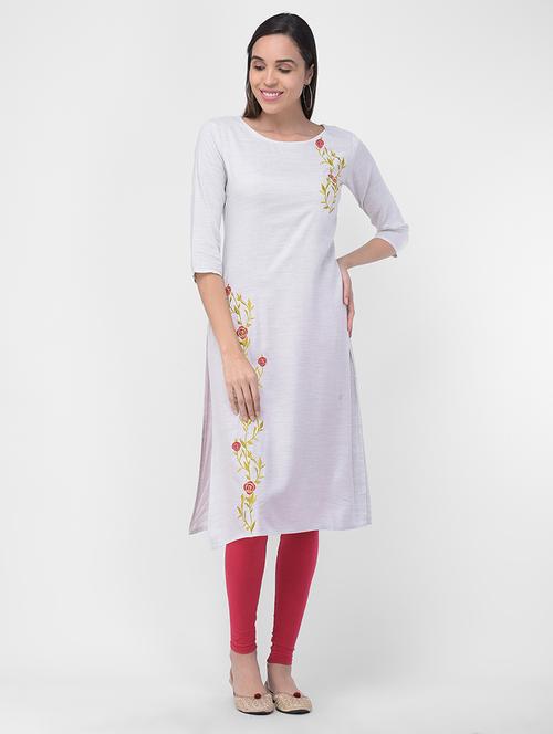 embroidered straight kurta - 16700135 - Standard Image - 0