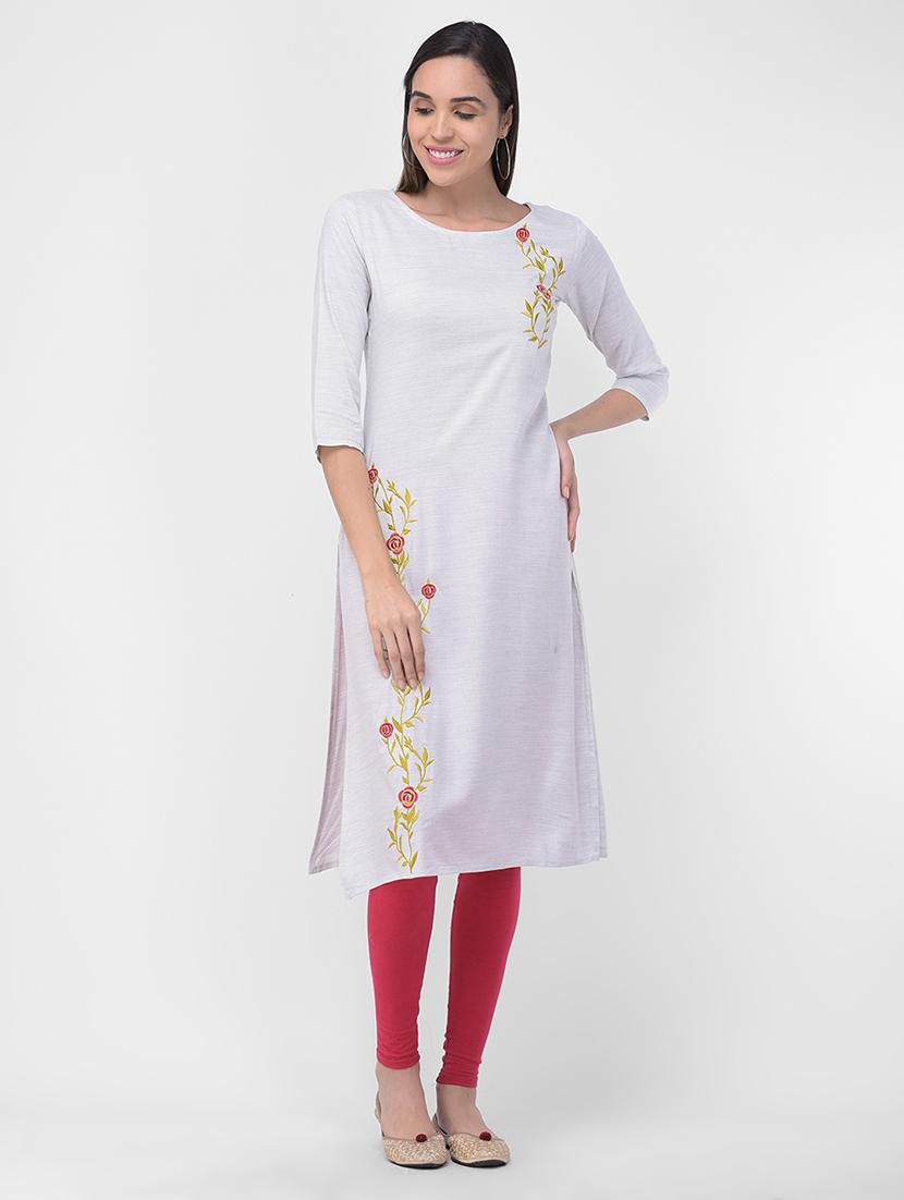 embroidered straight kurta - 16700135 - Zoom Image - 0