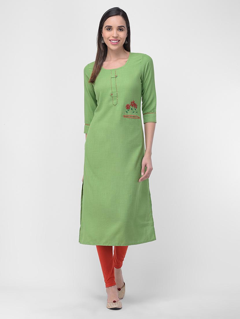 embroidered straight kurta - 16700142 - Zoom Image - 0