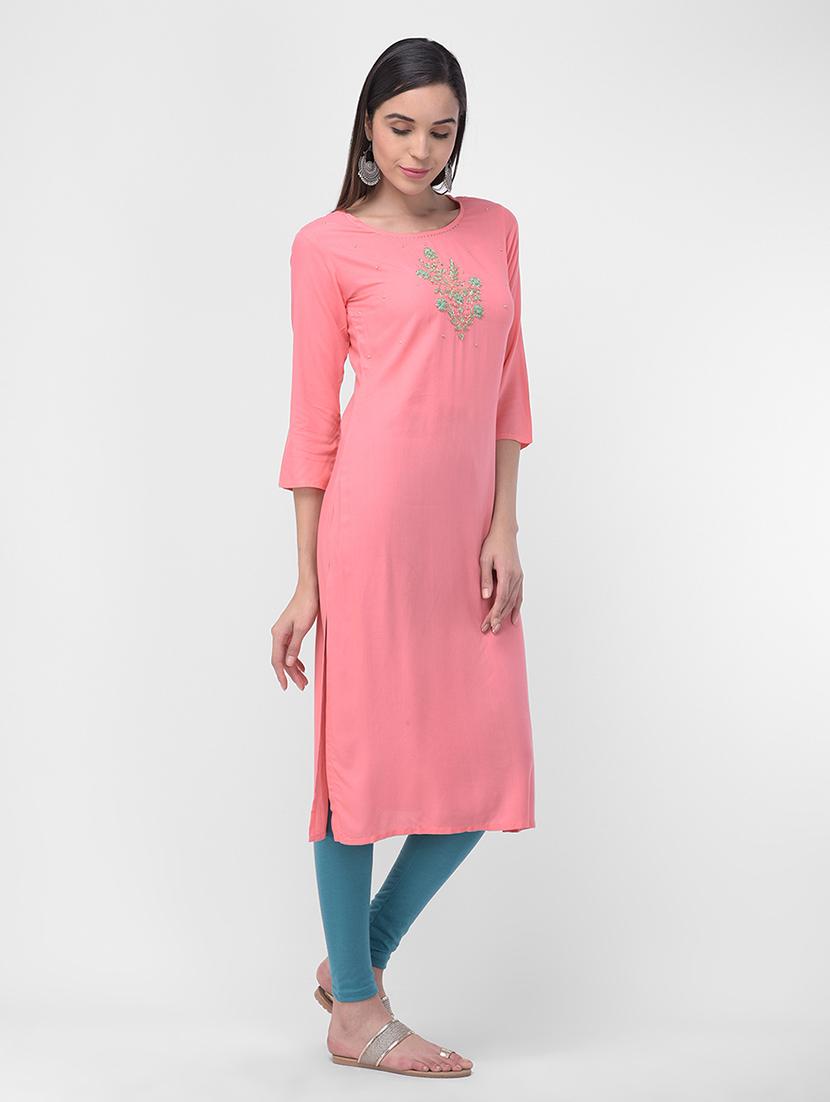 embroidered straight kurta - 16700145 -  Zoom Image - 0