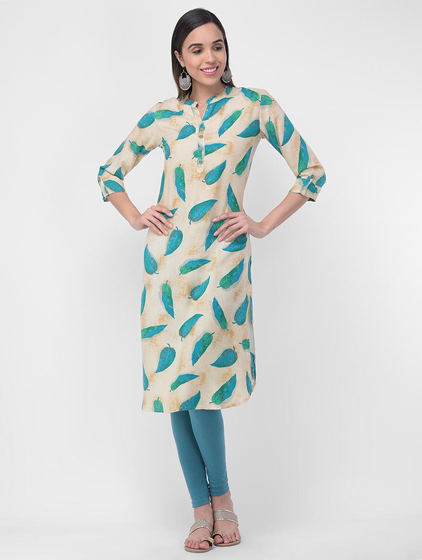printed straight kurta - 16700147 - Zoom Image - 0