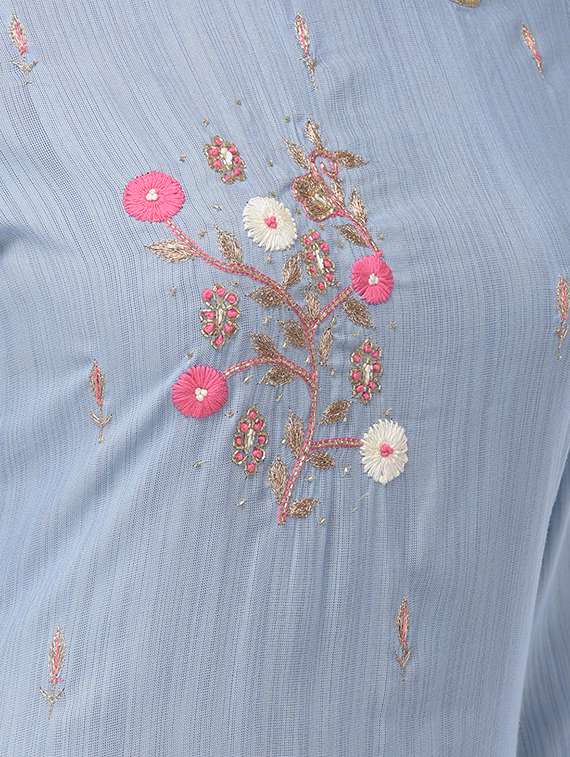 embroidered straight kurta - 16700153 -  Standard Image - 3