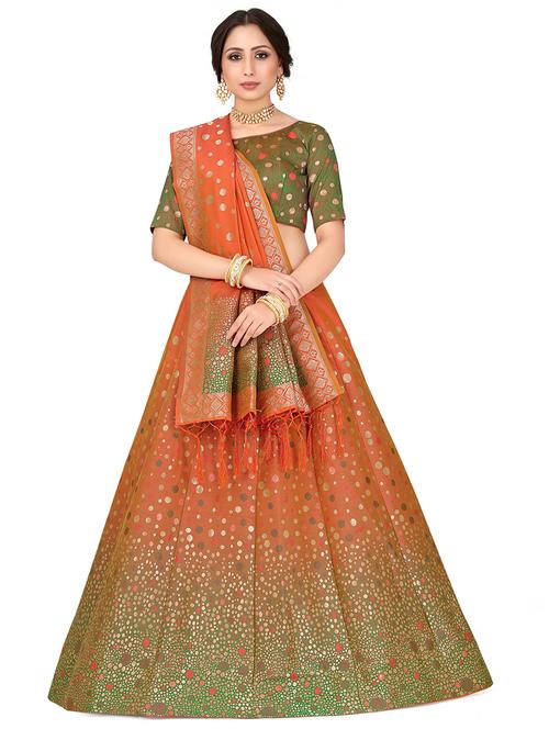 foil print contrast kalidar lehenga - 16700275 -  Standard Image - 0