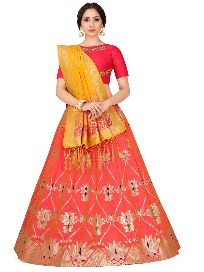 foil print contrast kalidar lehenga - 16700279 -  Zoom Image - 0