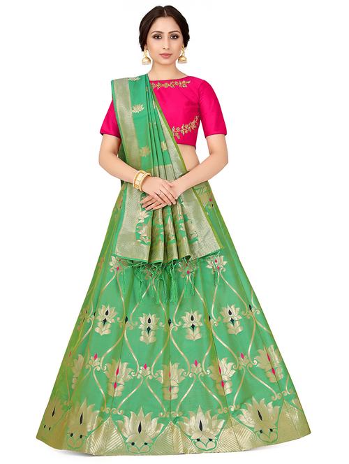 foil print contrast kalidar lehenga  - 16700283 -  Standard Image - 0