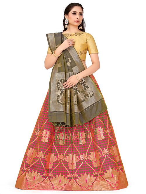 foil print contrast kalidar lehenga - 16700296 - Standard Image - 0