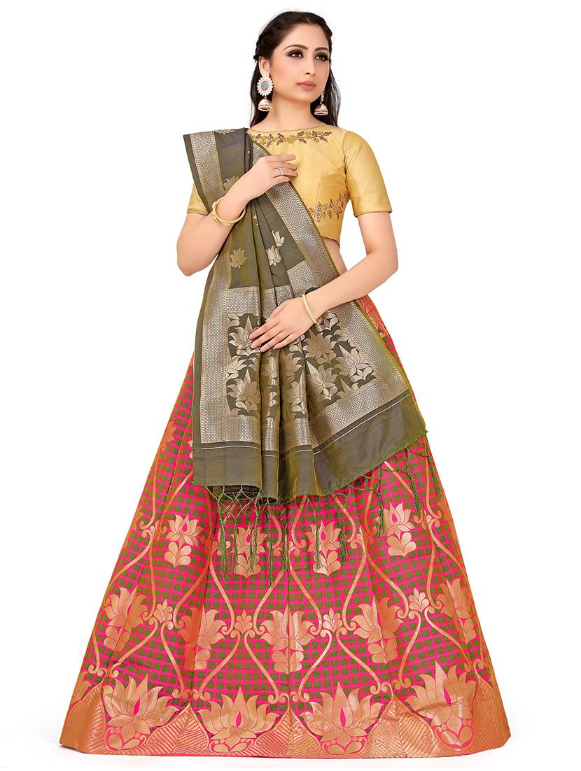 foil print contrast kalidar lehenga - 16700296 - Zoom Image - 0