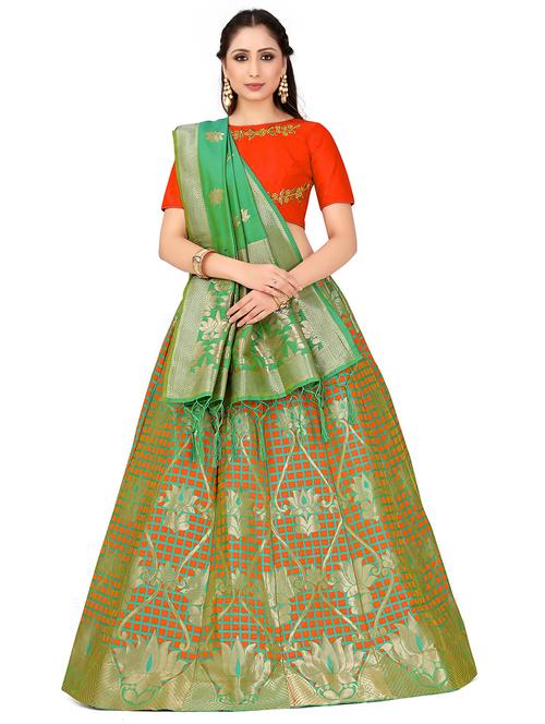 foil print contrast kalidar lehenga  - 16700302 -  Standard Image - 0