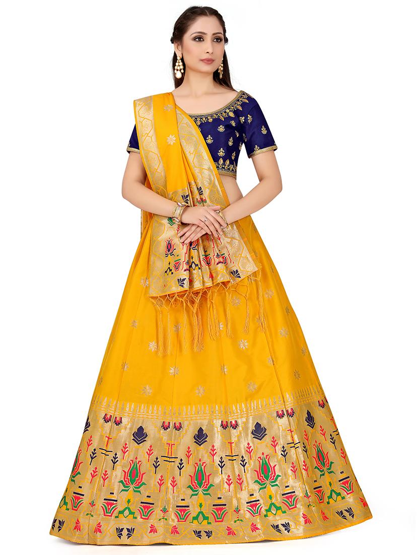 foil print contrast kalidar lehenga - 16700306 - Zoom Image - 0