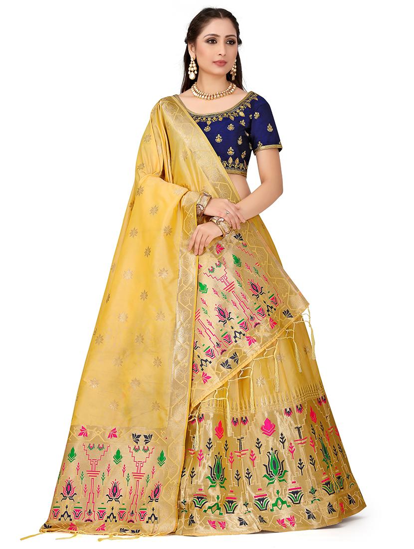 foil print contrast kalidar lehenga - 16700311 - Zoom Image - 0