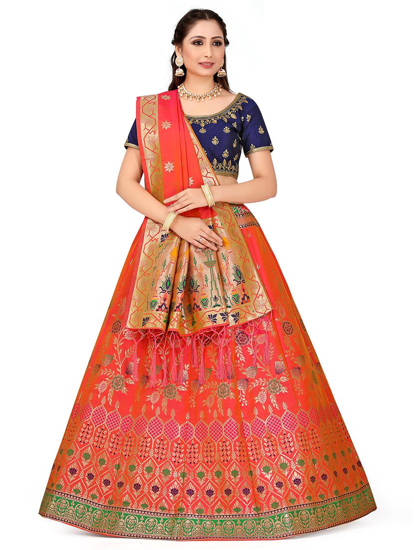 foil print contrast kalidar lehenga  - 16700314 -  Zoom Image - 0