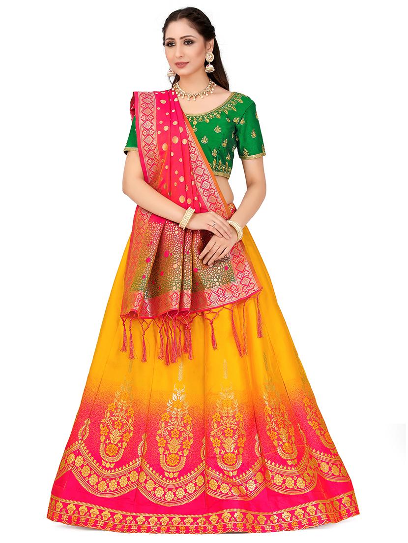 foil print contrast kalidar lehenga  - 16700315 -  Zoom Image - 0