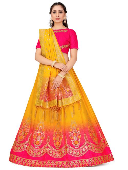 foil print contrast kalidar lehenga  - 16700316 -  Standard Image - 0