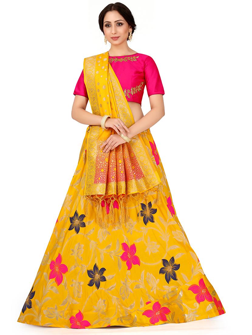 foil print contrast flared lehenga  - 16700323 -  Zoom Image - 0