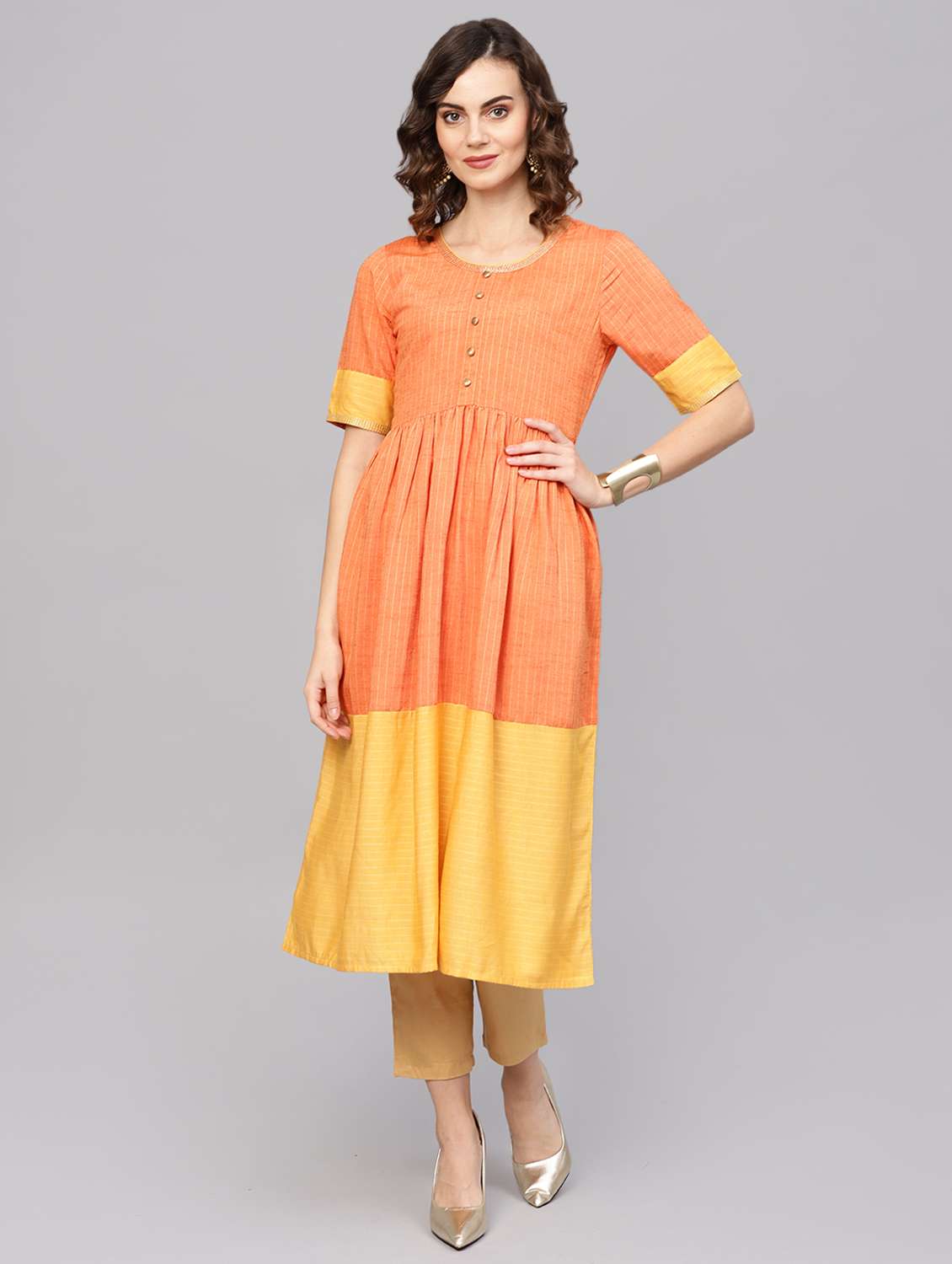color block flared kurta 