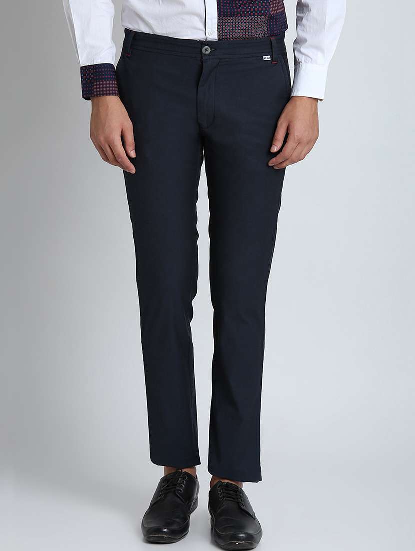 dark blue solid chinos