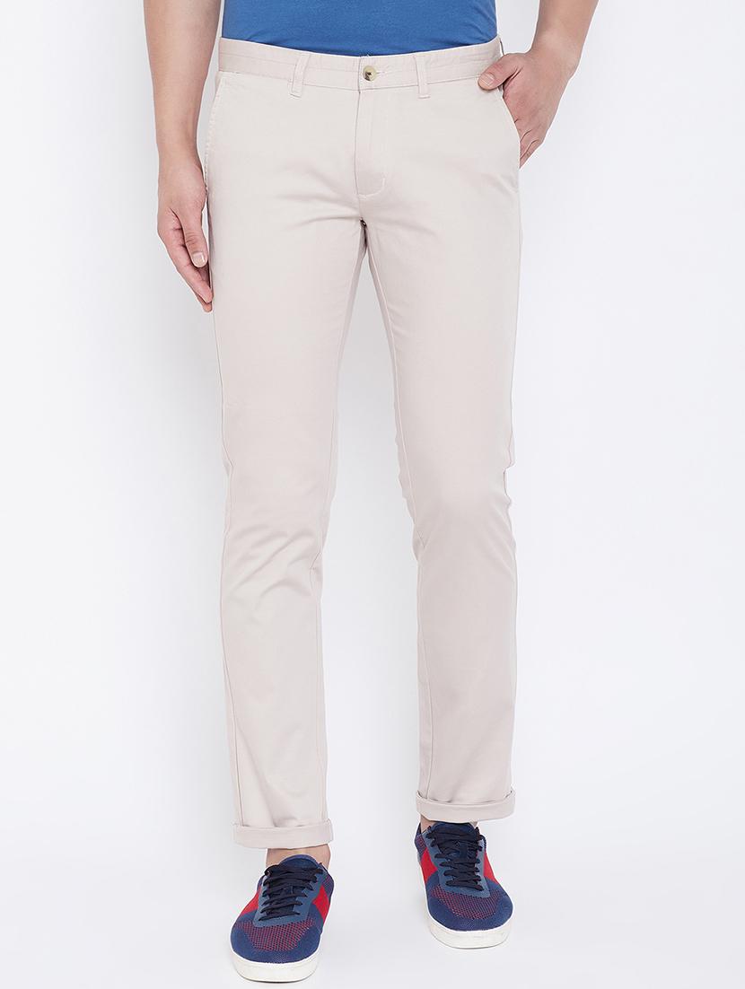 beige solid chinos - 16702286 - Zoom Image - 0