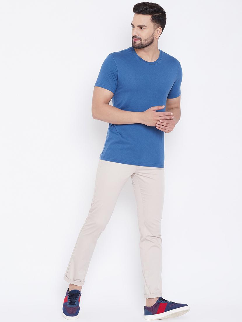 beige solid chinos - 16702286 - Standard Image - 3