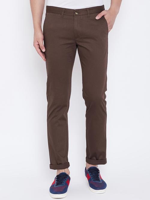 brown solid chinos - 16702289 - Standard Image - 0