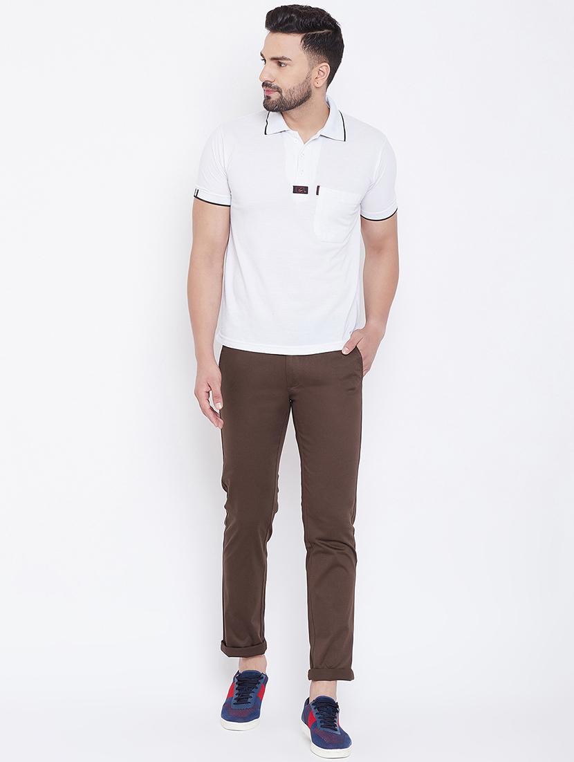 brown solid chinos - 16702289 - Standard Image - 3