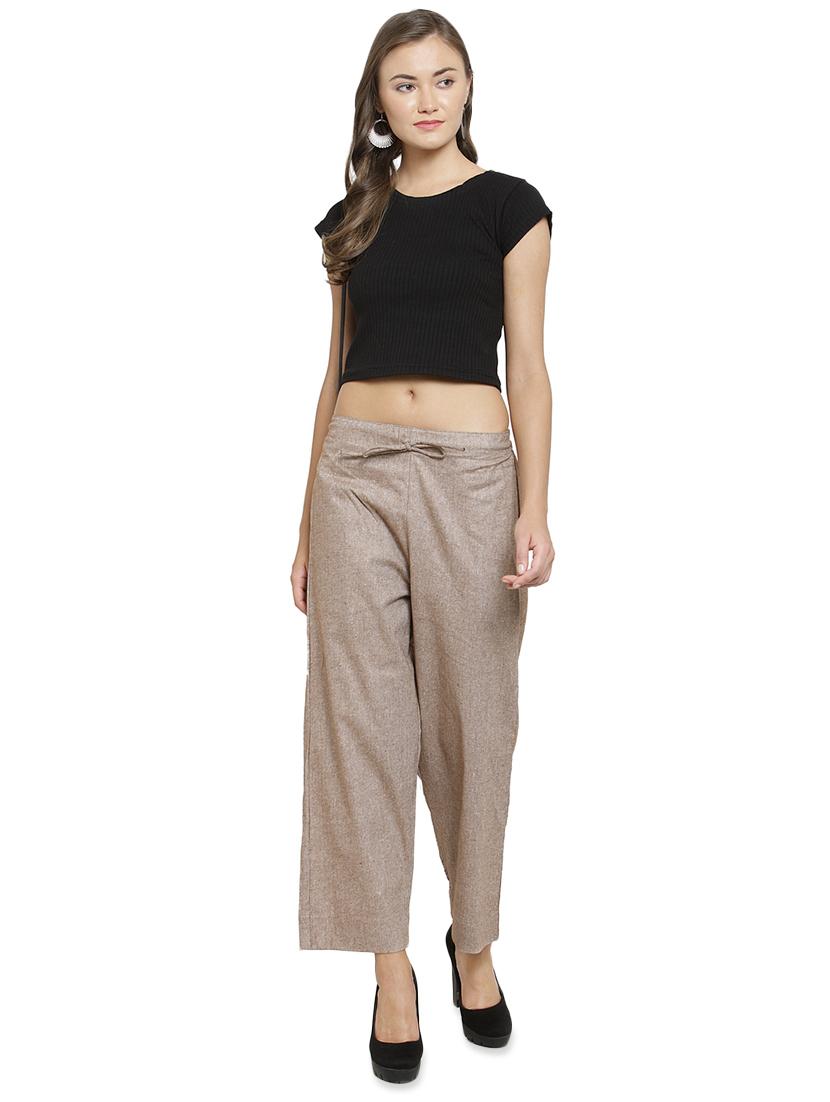 tie front solid flat front trouser - 16702673 - Standard Image - 3