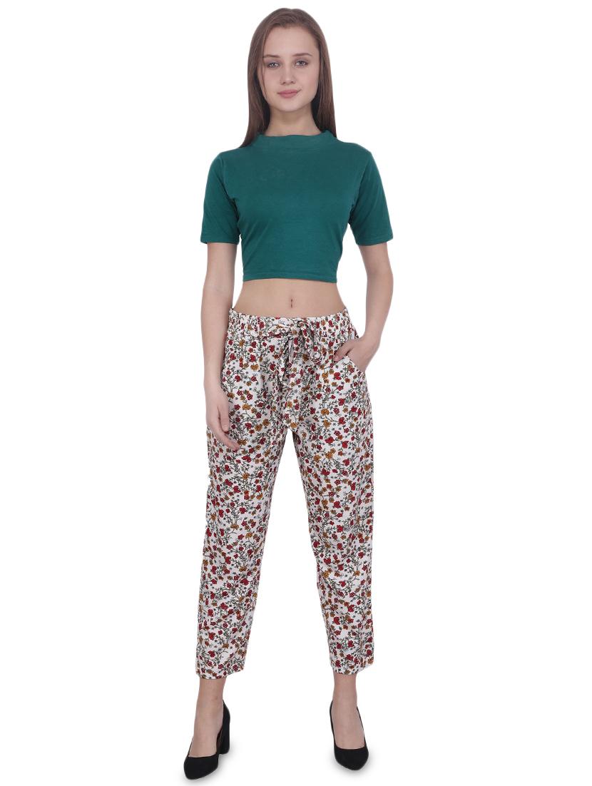 tie up waist floral trouser - 16702694 - Standard Image - 3