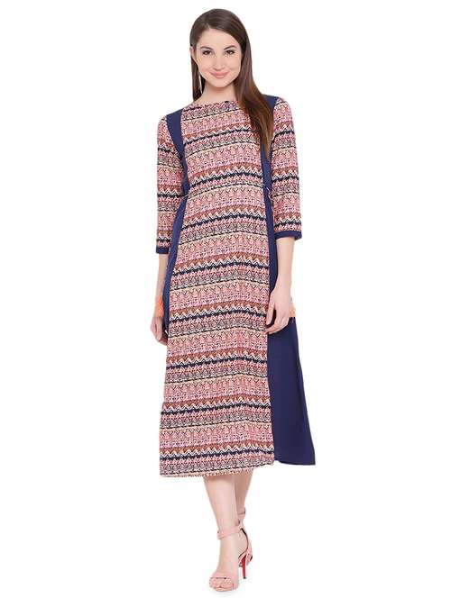abstract printed a-line ethnic dress - 16702834 - Standard Image - 0