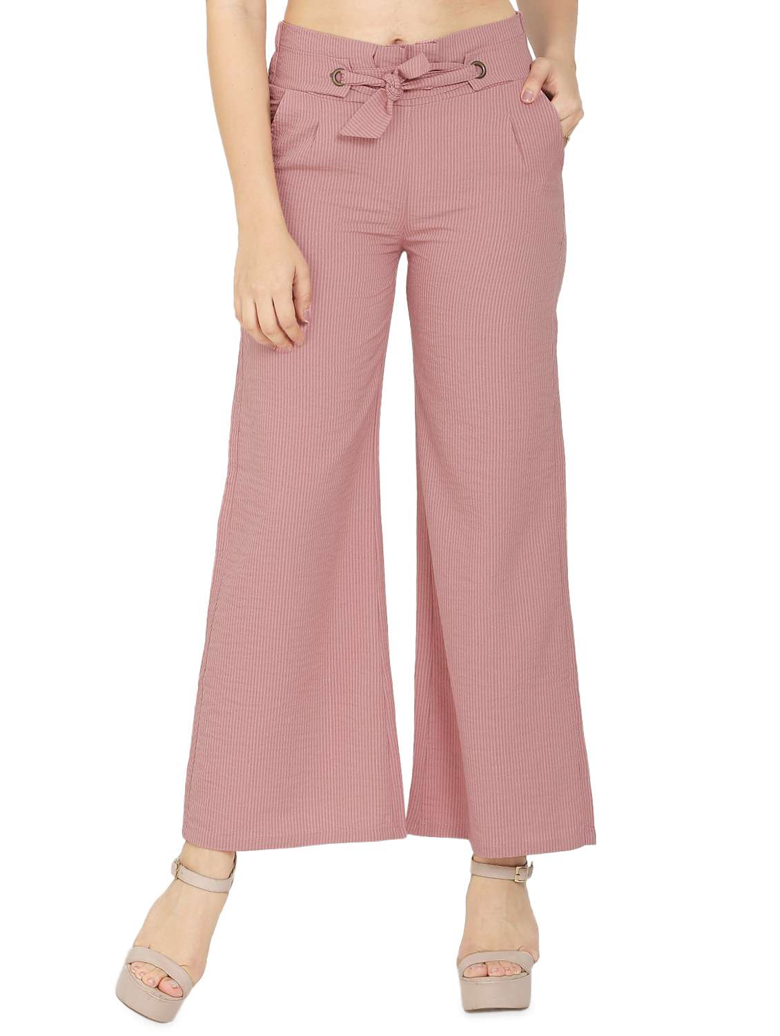 tie front striped wide leg trouser - 16704344 - Zoom Image - 0