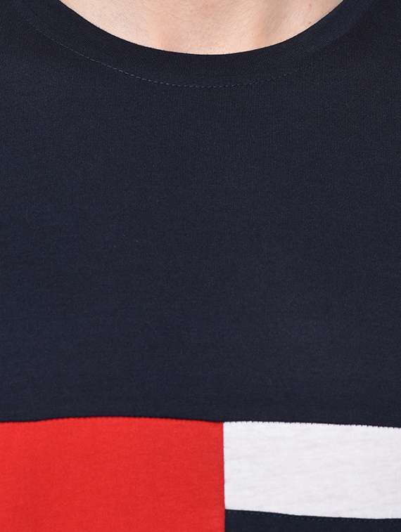 navy blue color block t-shirt - 16704424 -  Standard Image - 3