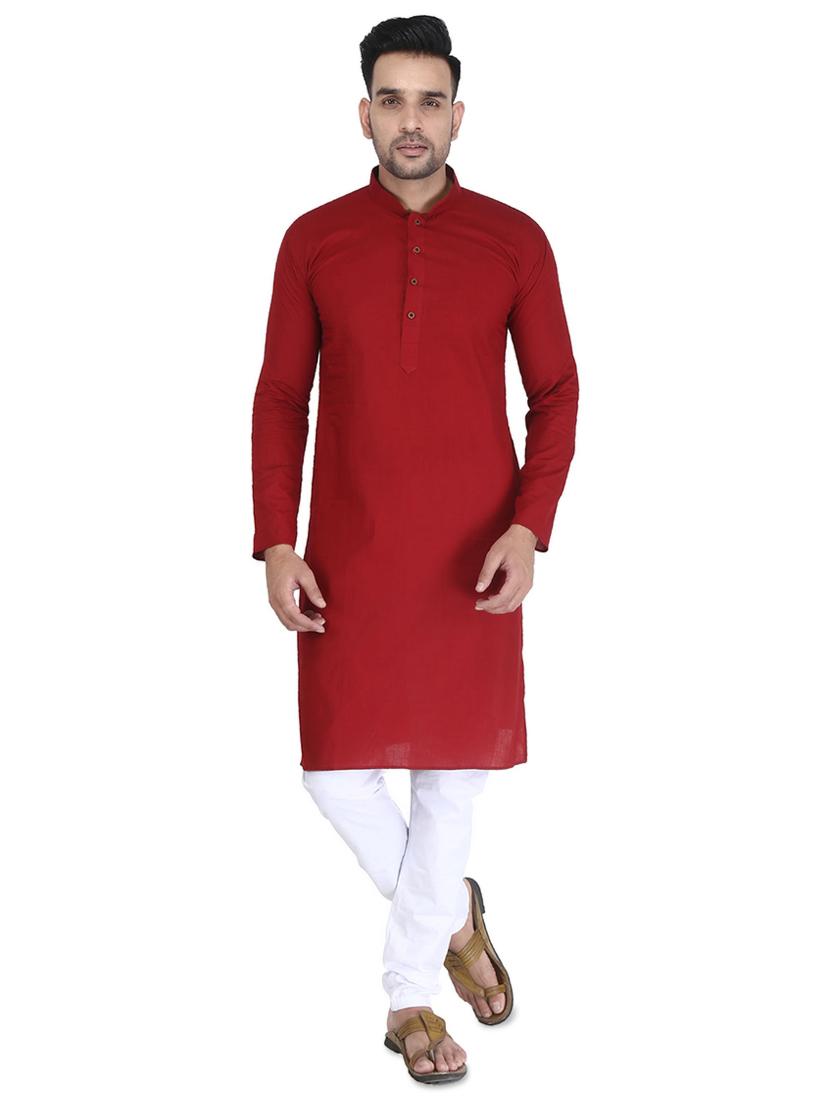 red solid long kurta - 16705555 -  Zoom Image - 0