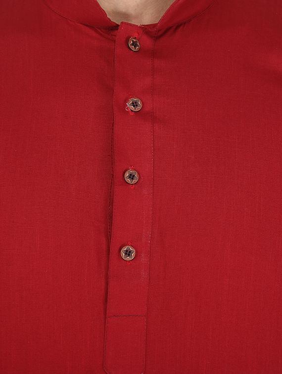 red solid long kurta - 16705555 - Standard Image - 3