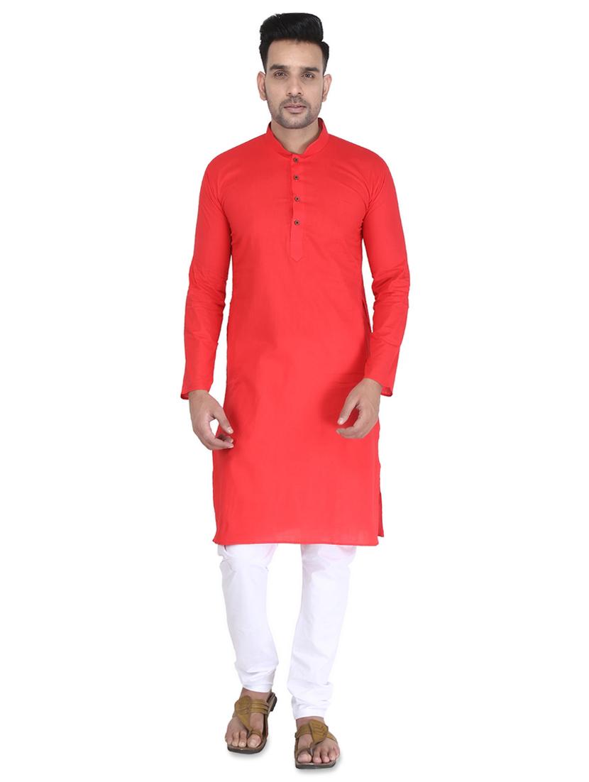 red solid long kurta - 16705558 - Zoom Image - 0