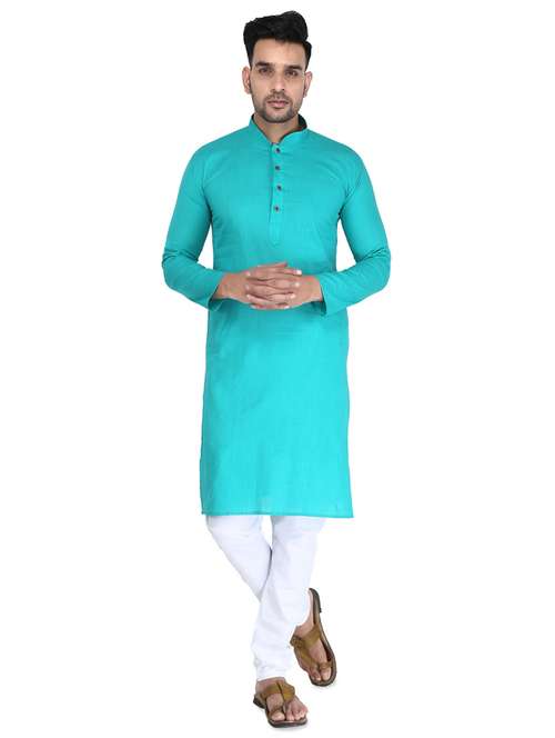 green solid long kurta - 16705560 - Standard Image - 0