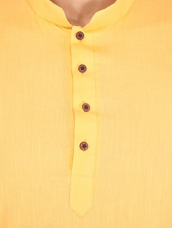 yellow solid long kurta - 16705561 - Standard Image - 3