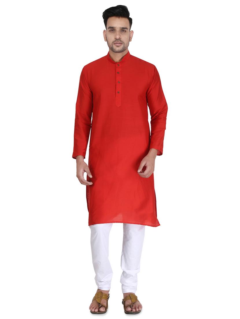 red solid long kurta - 16705562 -  Zoom Image - 0