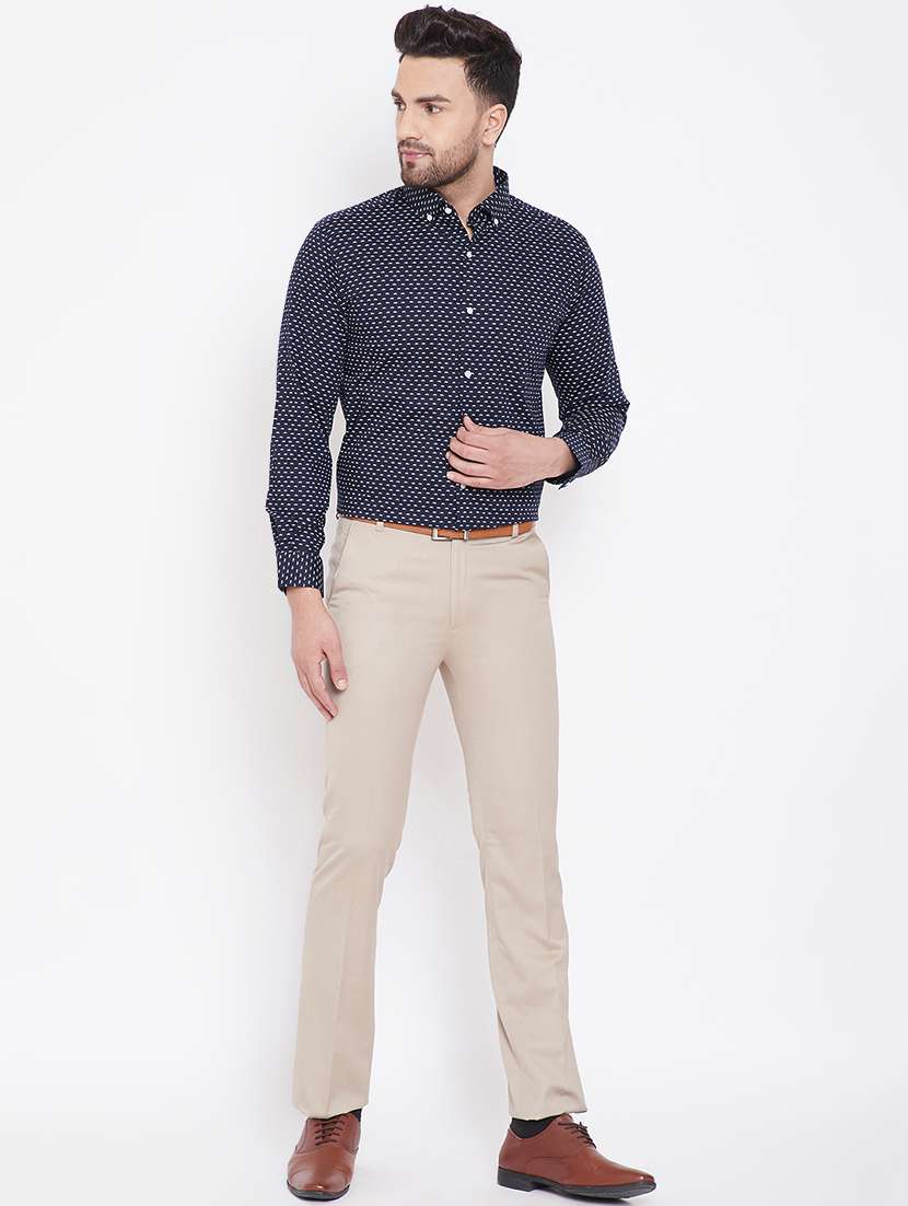 navy blue printed formal shirt - 16706040 -  Standard Image - 3