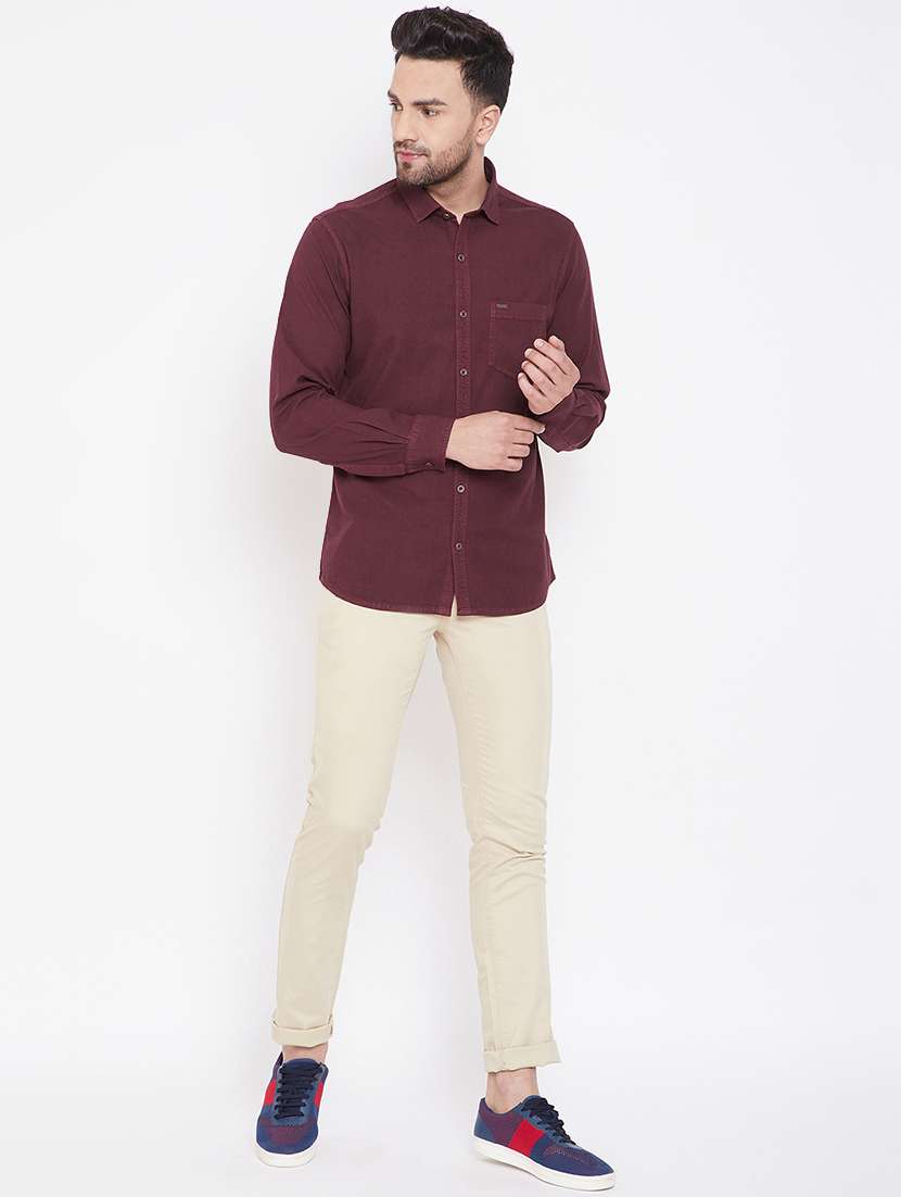 red solid casual shirt - 16706071 - Standard Image - 3
