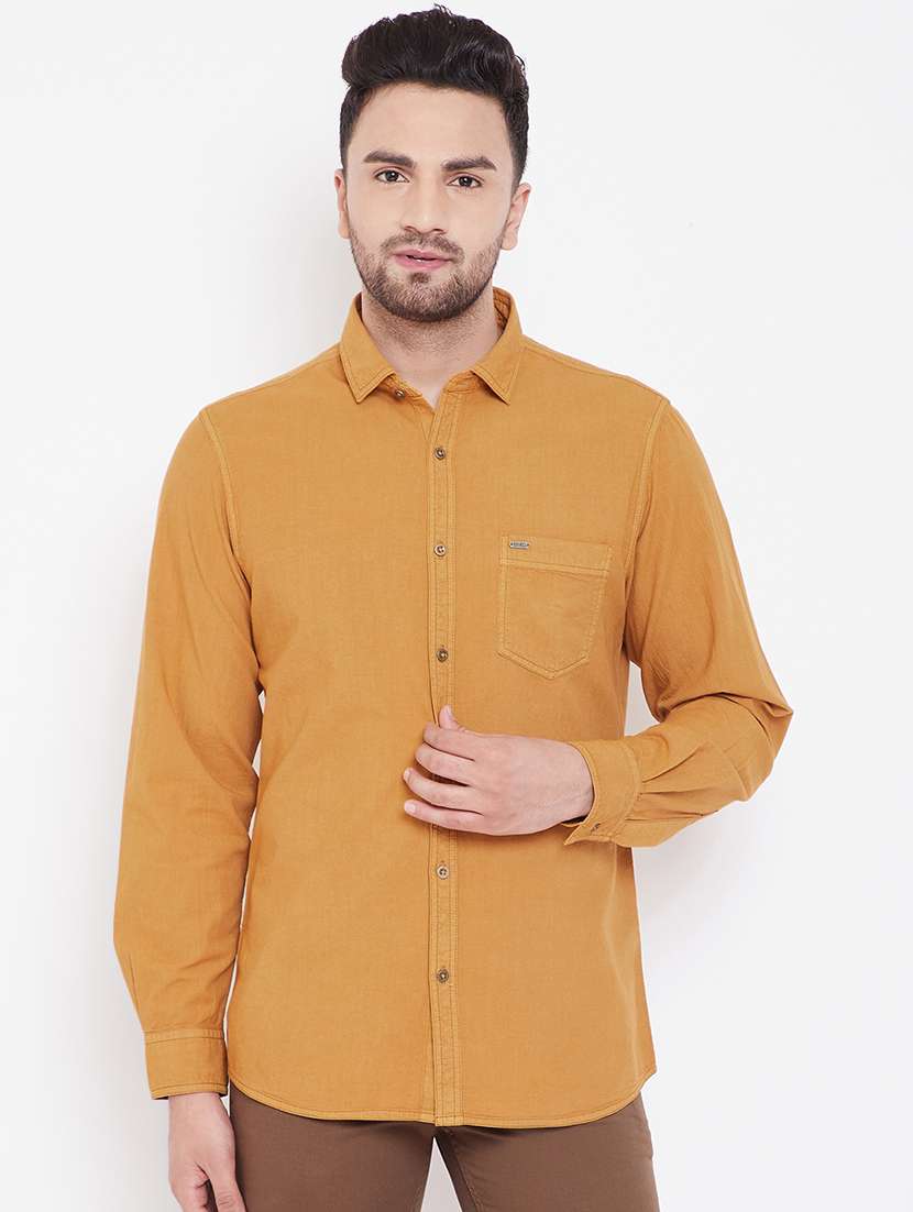 orange solid casual shirt - 16706072 -  Zoom Image - 0