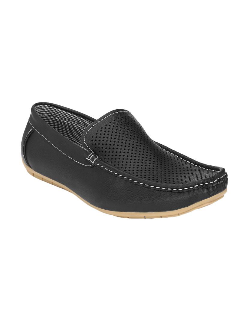 black leatherette slip on loafers - 16707956 -  Zoom Image - 0